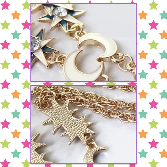 Fashion moon sun crystal long chain necklace - Picture 2 of 3